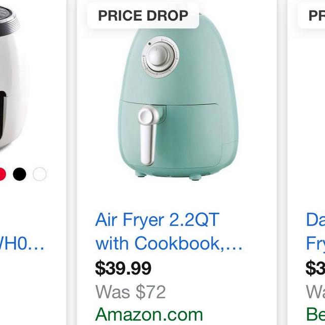 See DASH Compact Electric Air Fryer Oven Cooker with Digital Display, Temperature Control, Non Stick Fry Basket, Recipe Guide Auto Shut Off Feature, 1.6 L, up to 2 QT, Red https://www.amazon.com/dp/B07GP6PNS4/ref=cm_sw_r_cp_api_i_fJvQCbFRMZESP
