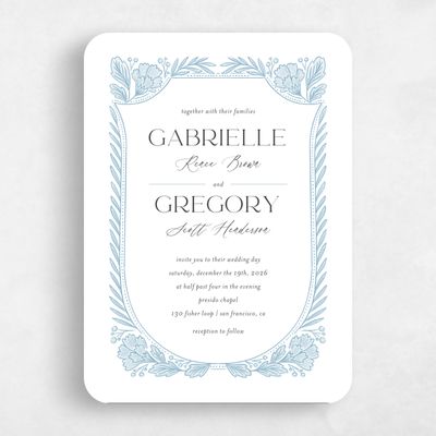 White Rounded Wedding Invitation - Willowbrook Portrait