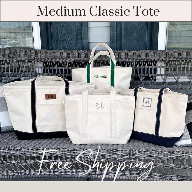 Medium Custom Canvas Tote Bag with Zipper - FREE SHIPPING - Zip Top Tote - Personalized Tote Bag -Embroidered- Monogram-Bridesmaid Gift