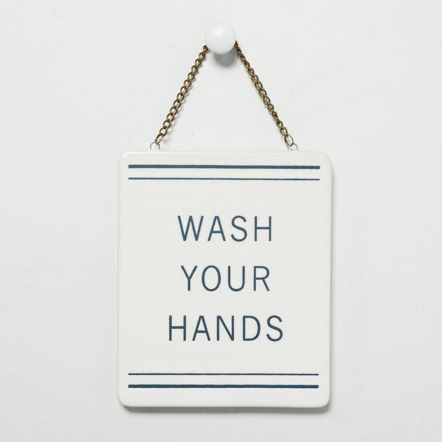 'Wash Your Hands' Stoneware Wall Sign Blue/Cream - Hearth & Hand™ with Magnolia