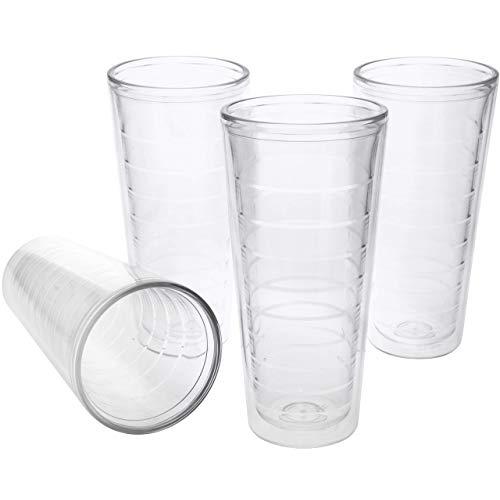 4-pack Insulated 22 Ounce Tumblers - BPA-Free - Made in USA - Clear (22oz Insulated Cups)