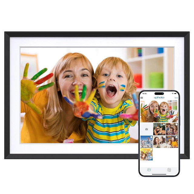 Dragon Touch Digital Picture Frame - WiFi 10.1 inch IPS Touch Screen Digital Photo Frame Display, 16GB Storage, Auto-Rotate, Share Photos via App-Black Charm