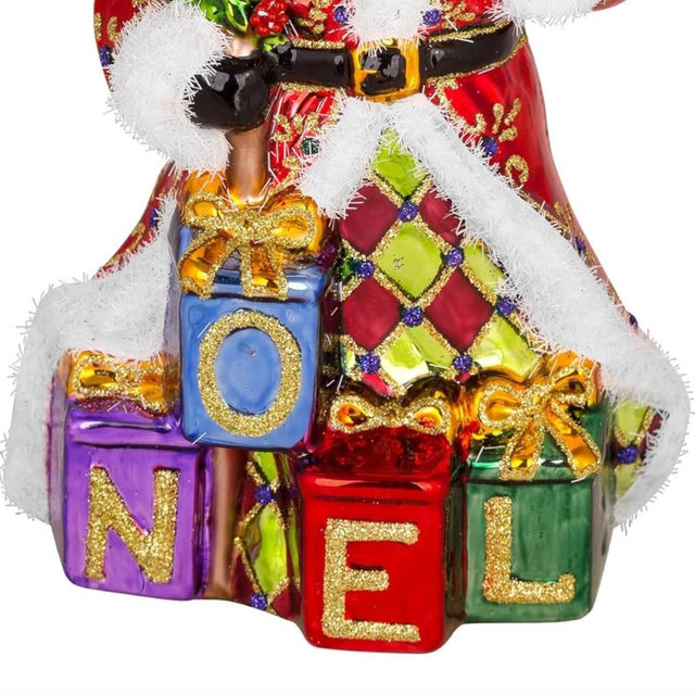 Miss Christmas 2025 Collection Festive Santa 7.5-Inch Blown Glass Christmas Tree Ornament (Noel Santa)