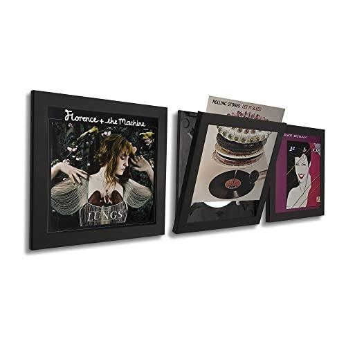 Art Vinyl Play & Display Albums Covers, 12.5x12.5, Black, Set of 3 Vinyl Record Display Frame, Three Pack, 3 Count