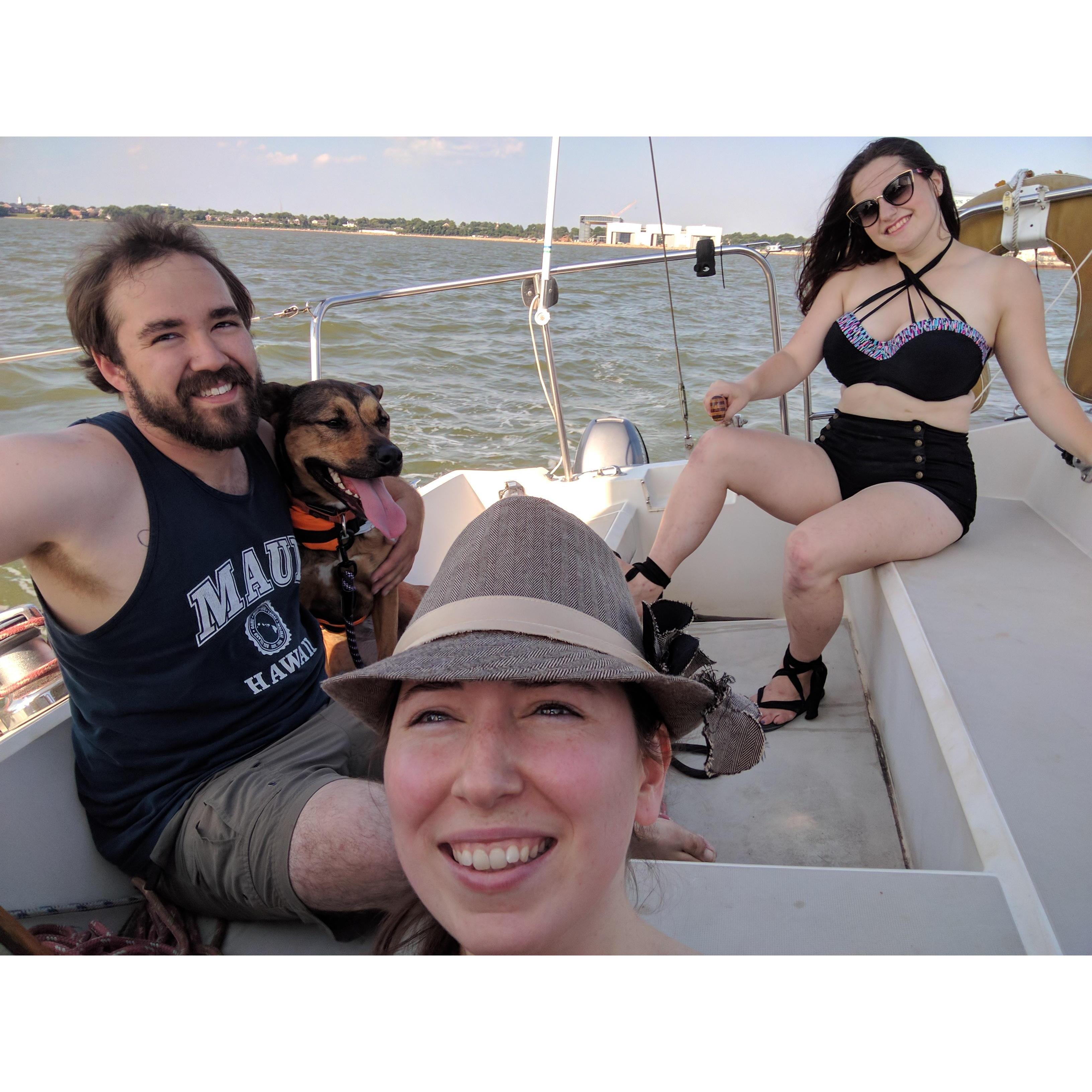 Boat ride with Phoenix and our roommate Ruth. Shawn's sailboat has so many good memories.