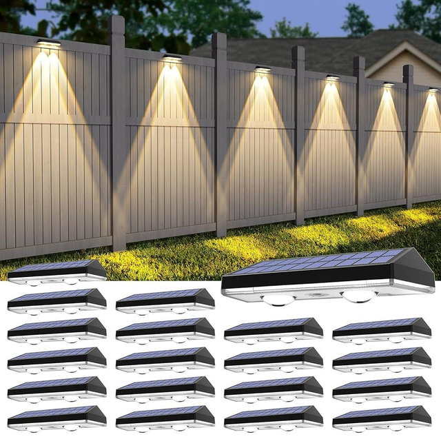 UGDLUCK Solar Fence Lights,RGB & Warm White & 6 Colors Lens LED Dusk to Dawn Deck Light Outdoor Waterproof, Solar Outdoor Lights for Backyard/Railing/Wall/Step/Patio/Pool -Set of 20
