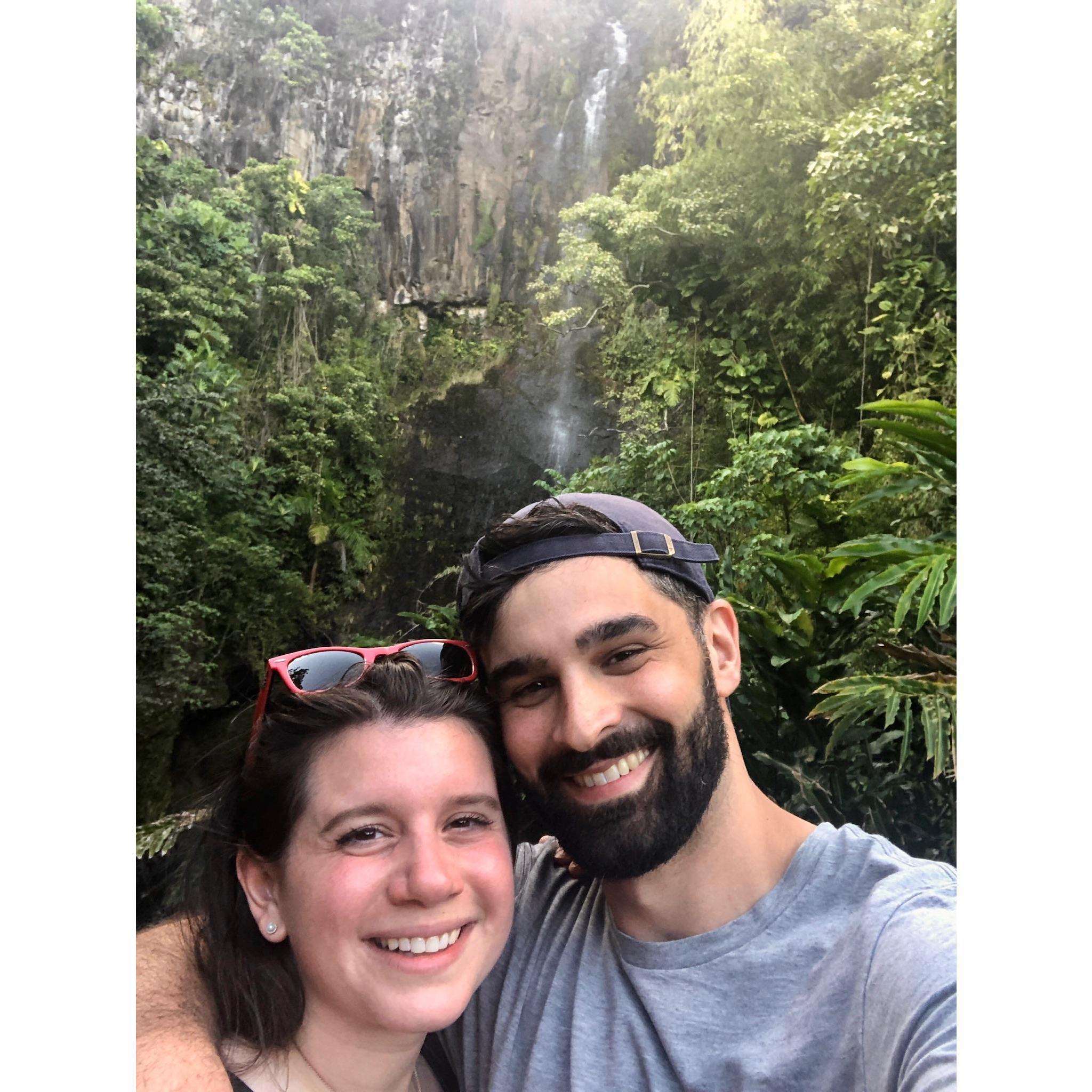 Us at Wailua Falls in Maui, yet another stop along the road to Hana.