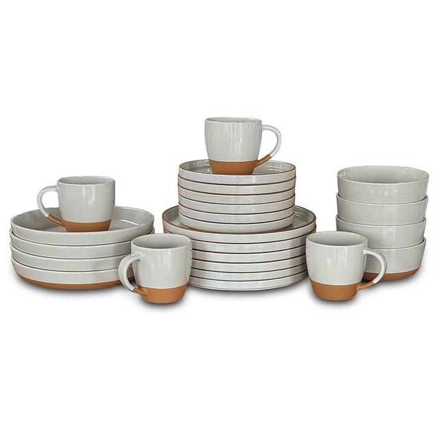 Mora Ceramics Modern Bundle | Dinner Plates, Salad Plates, Cereal Bowls, Pasta Bowls, Latte Mugs | Earl Grey | Microwave, Oven and Dishwasher Safe, Scratch Resistant