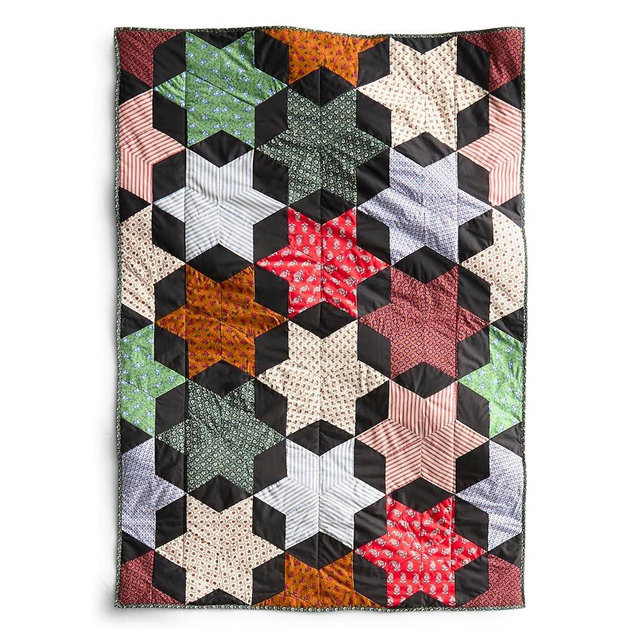 Premium Cotton Quilted Throw Blanket, Star Patchwork, One Size
