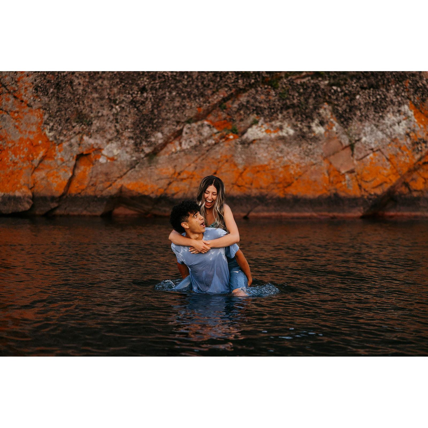 Engagement photo session at Black Beach, Silver Bay...