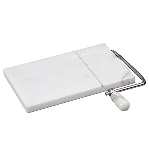 Creative Home 84008 Natural Marble Stone Slicer Cheese, Butter Cutter with Replacement Wire, 5" L x 8" W, Off-White (color may very)