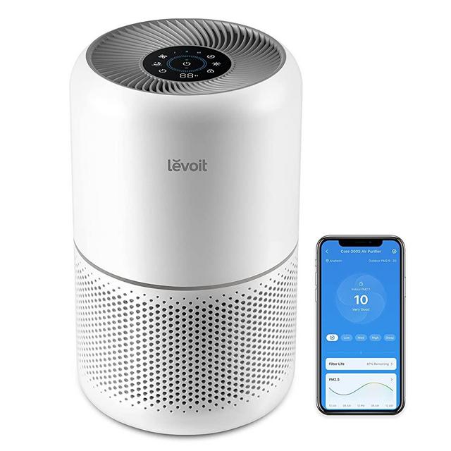 LEVOIT Air Purifiers for Home Bedroom, H13 True HEPA Filter for Dust, Allergies, Pets, Smoke, Smart Wifi, Alexa, Google Control, Air Cleaners for Large Room Office, Core 300S, Quiet Auto Mode, 22dB