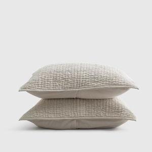 European Linen Cotton Stitch Sham Set in Natural