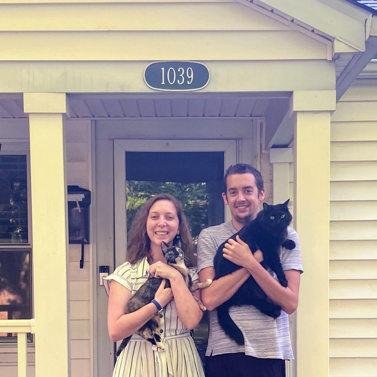 Our whole family in front of the new house on Leah's first day of medical school