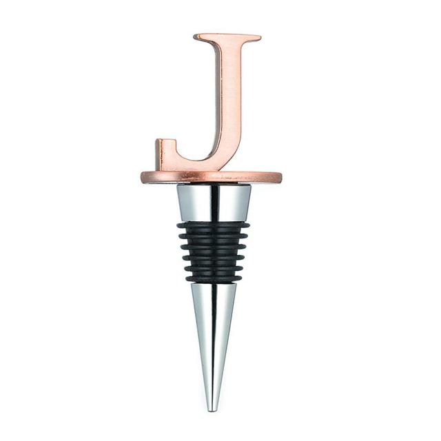 Wine Stoppers,Reusable wine bottle stoppers ,Stainless Steel Letter Wine Stopper, Food Grade Silicone Material decorative wine stoppers Funny Gift (Letter A,C,J,K,M,S)(Letters J)