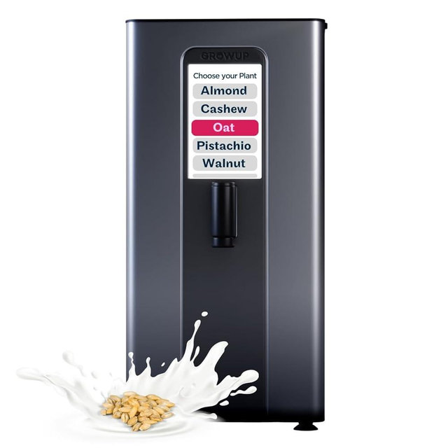 GROWUP Nut Milk Maker, 9 Plant-Based Milk Options, Automated filtration process, Makes up to 28oz, Touch screen display with Easy 3 Steps (Matte Grey)