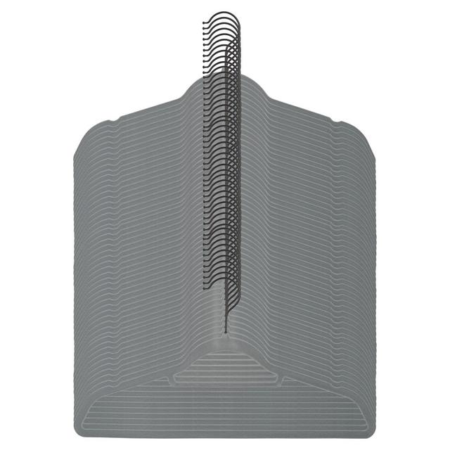 Squared Away™ Velvet Slim Suit Hangers in Grey with Matte Black Hook (Set of 50)