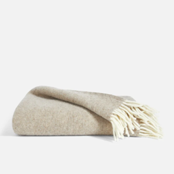Pure Wool Throw Blanket - Color Latte