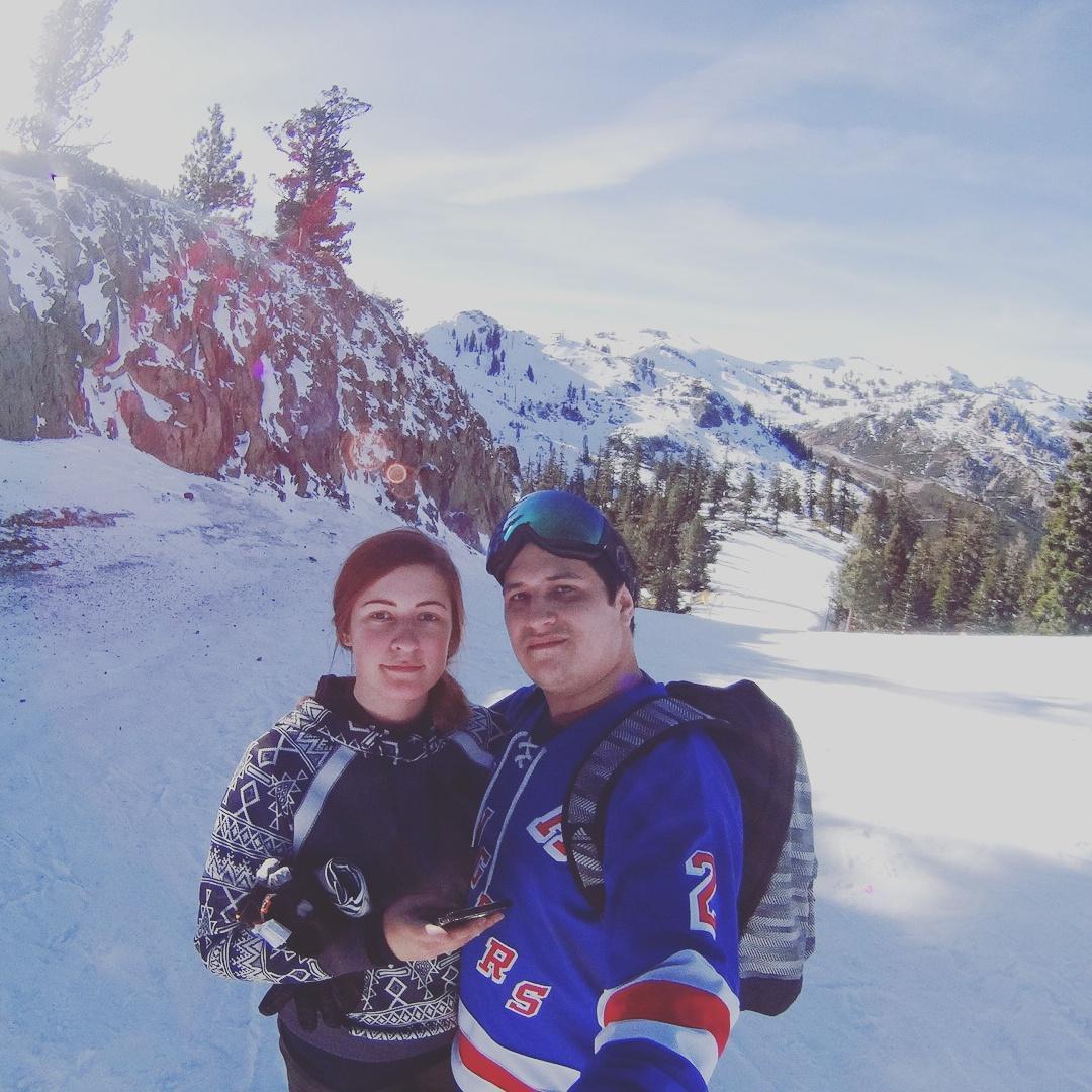 Snowboarding at Squaw Valley Resort in California.