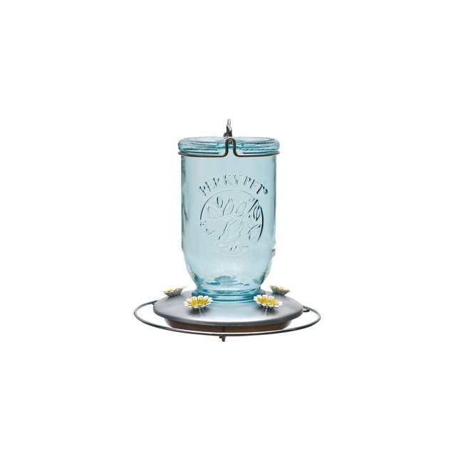 Perky-Pet Hummingbird 32 oz Glass/Metal Mason Jar Nectar Feeder 5 ports