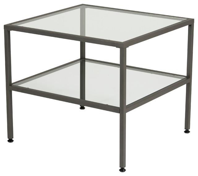 Camber End Table Pewter and Clear Glass