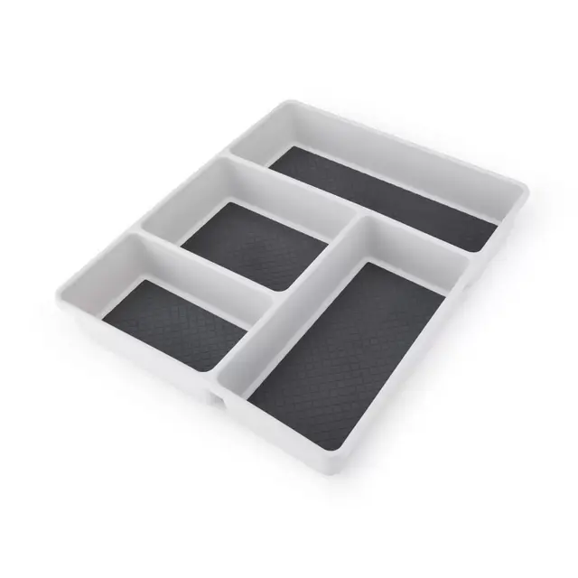 Simply Essential™ 4-Compartment Drawer Organizer in Light Grey/Dark Grey