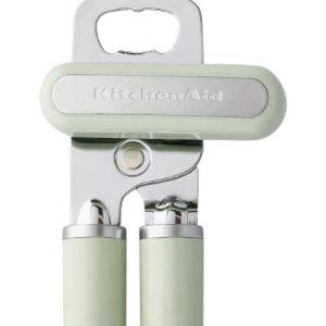 KitchenAid Classic Multifunction Can Opener and Bottle Opener Easy to Use, Razor Sharp Stainless Steel Cutting Wheel, Soft Ergonomic Handles, Pistachio