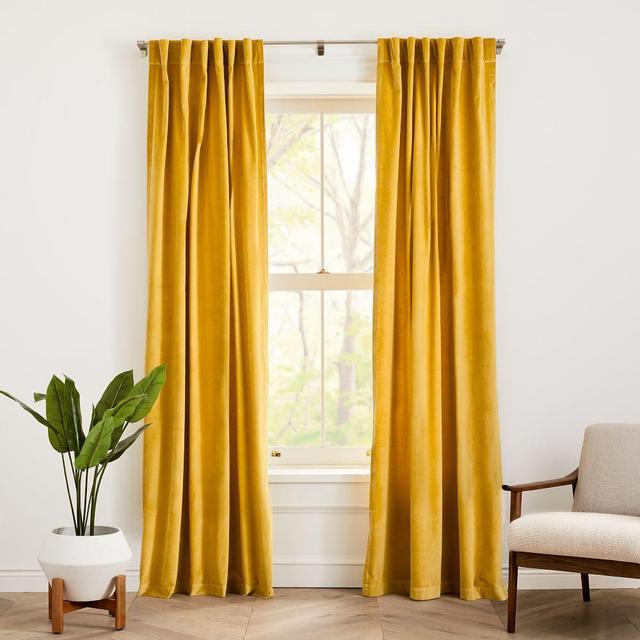 Cotton Velvet Curtain Dark Horseradish 48"x84"