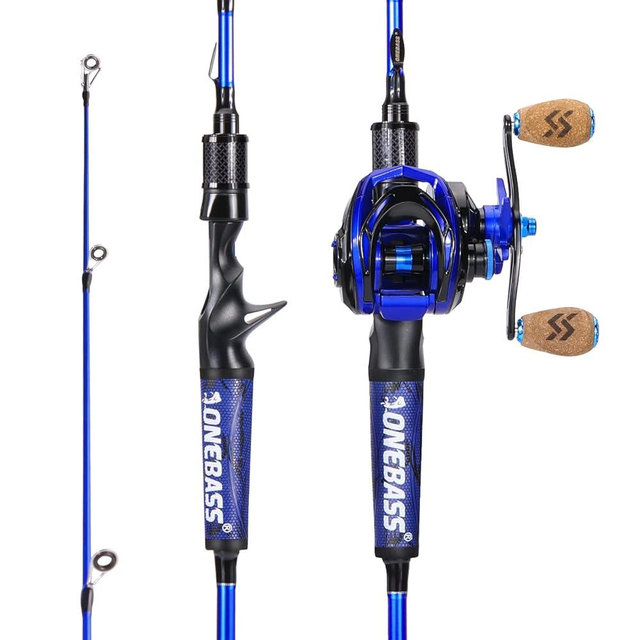 One Bass Fishing Rod and Reel Combo, IM7 Graphite 2 Pc Blank Baitcasting Combo, Spinning Rod with Super Polymer Handle