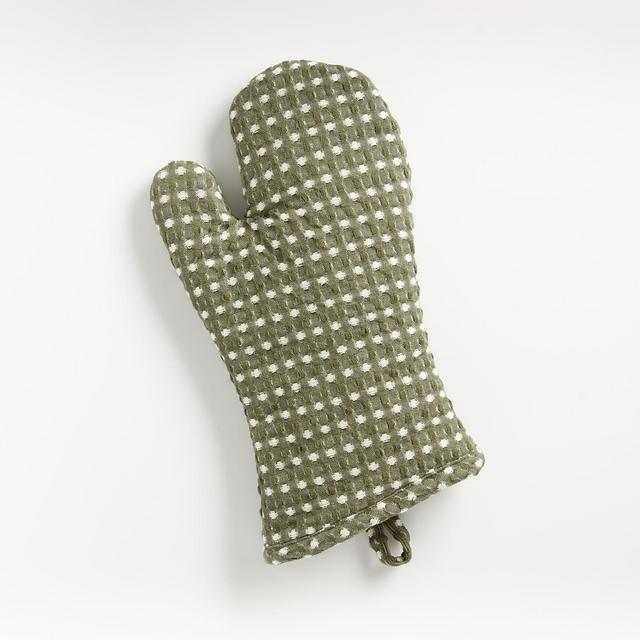 Olive Waffle Chambray Oven Mitt