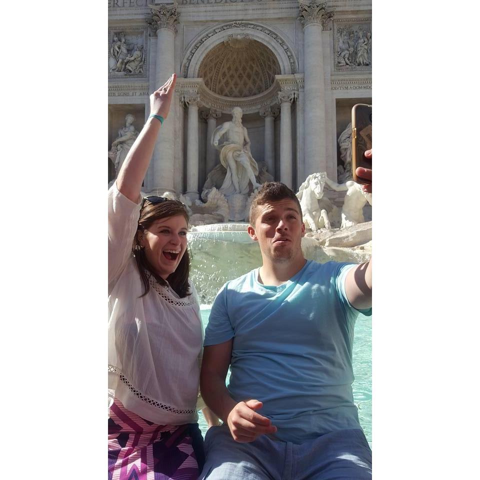 Here we made a wish at the Trevi Fountain in Rome, Italy. My wish came true ;)