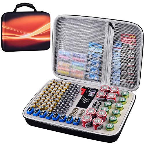 Battery Organizer Storage Box Case with Tester Checker BT-168. 200+ Batteries Holder Garage Organization Holds AA AAA C D 9V 3V 2A 3A 4A Lithium Cell LR44 CR2 CR1632 CR2032 Button Batteries