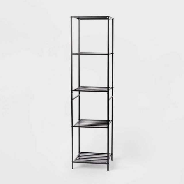Tall Bath Storage Tower Black Metal - Brightroom™