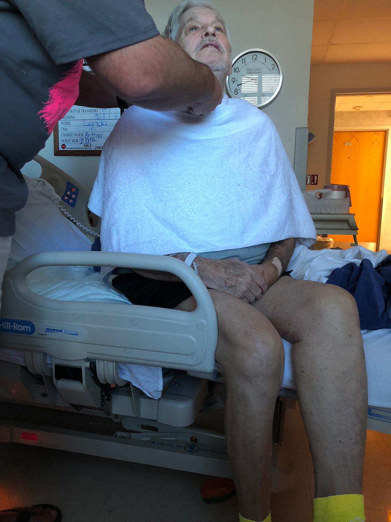 The groom taking care of his father after a health scare; it was at this moment the bride realized how amazing the groom was