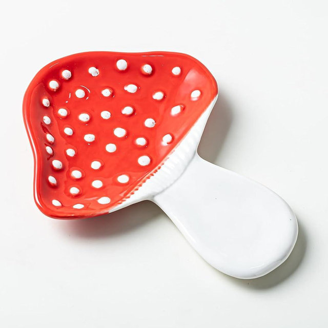 Kedested Ceramic Spoon Rest for Stove Top, Mushroom Spoon Rest for Kitchen Counter, Utensil Spoon Holder for Cooking, Modern Farmhouse Kitchen Decor