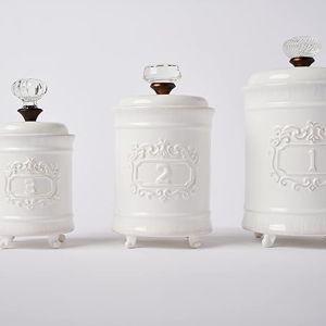 Mud Pie Kitchen Canister (Set of 3), White