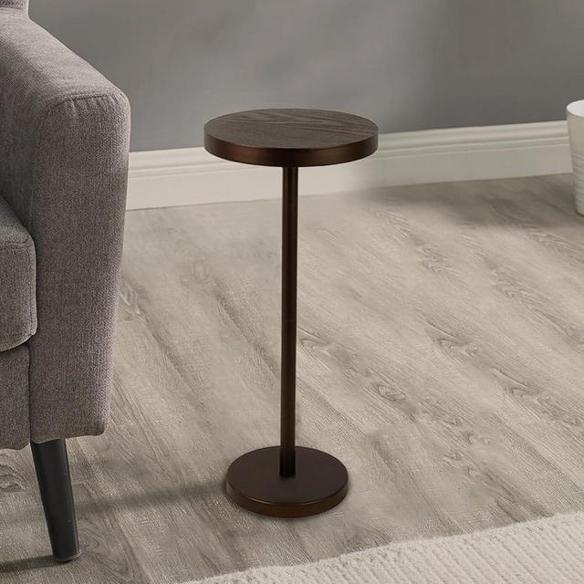 COVLON Pedestal Side Table, Drink Table, Small Round Side Table, Martini Table for Living Room, Dorm, Home Office and Bedroom, Matte Dark Brown
