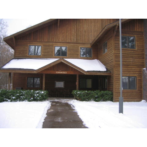 The Welcome Center, one of the first buildings you will come across while driving into camp.