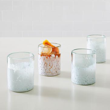 Confetti Glassware, White, Double Old Fashioned, Set of 4