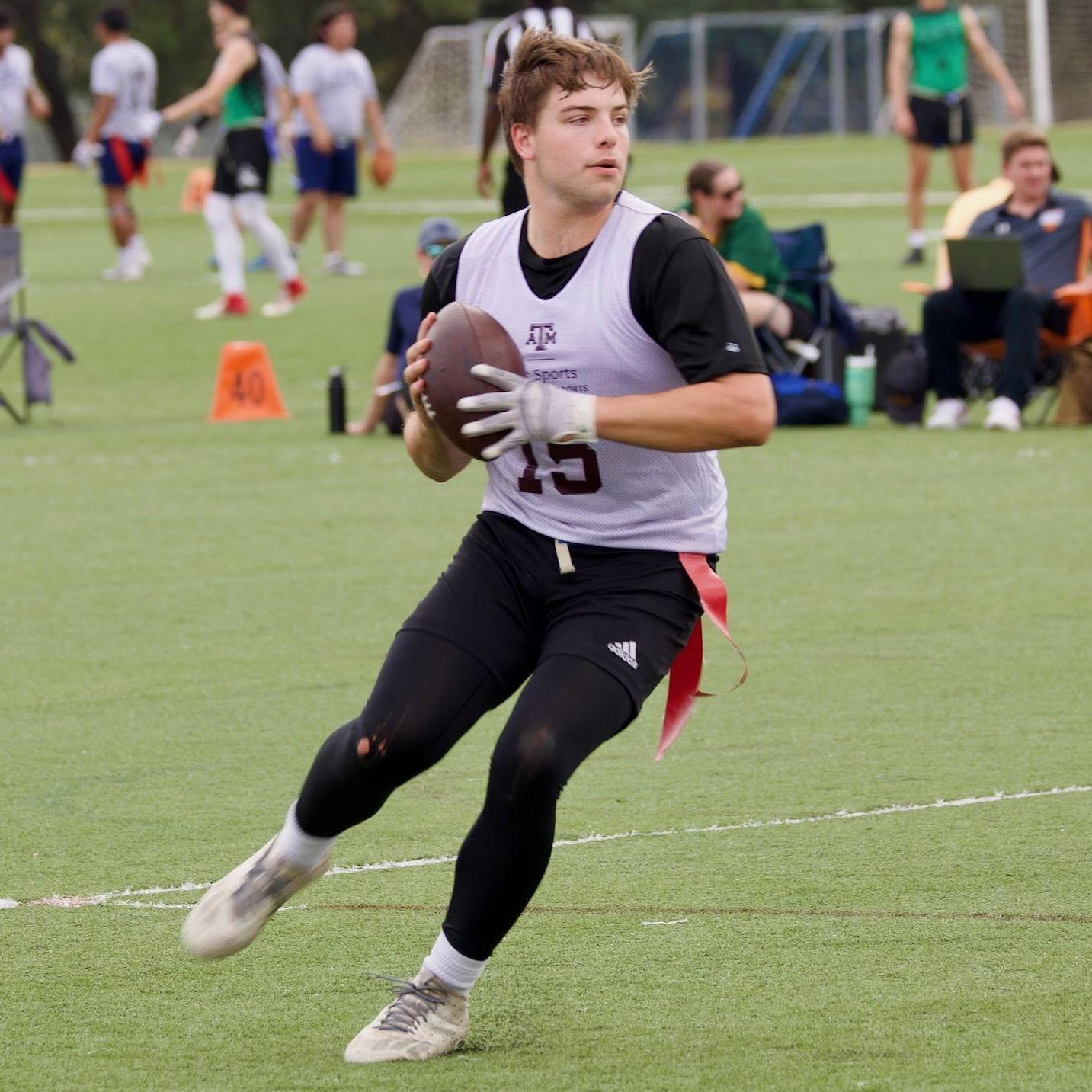 Kylee likes to go watch her QB1 play intramurals. He has got an arm on him. Cutieeee. They made it to the Final Four one semester (out of 100+ competitive teams).