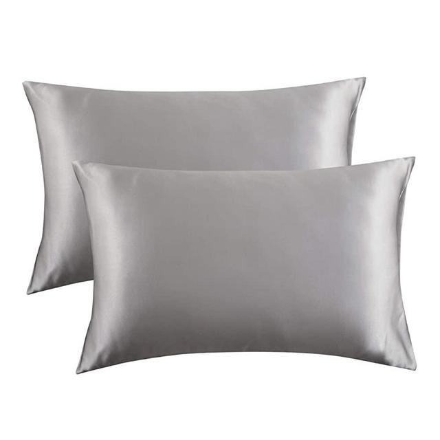 Bedsure Satin Pillowcase for Hair and Skin, 2-Pack - Standard Size (20x26 inches) Pillow Cases - Satin Pillow Covers with Envelope Closure, Silver Grey