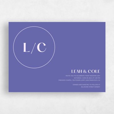Periwinkle, Purple Wedding Invitation - Brevard Stamp