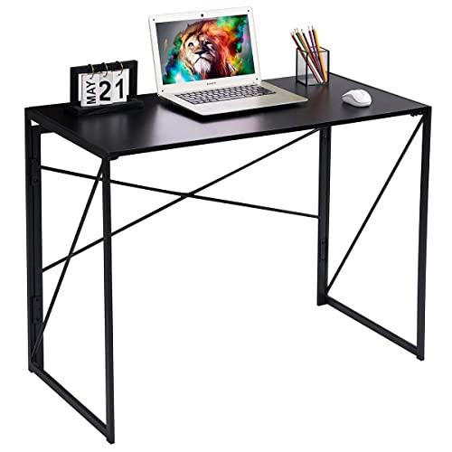 Writing Computer Desk Modern Simple Study Desk Industrial Style Folding Laptop Table for Home Office Notebook Desk Black