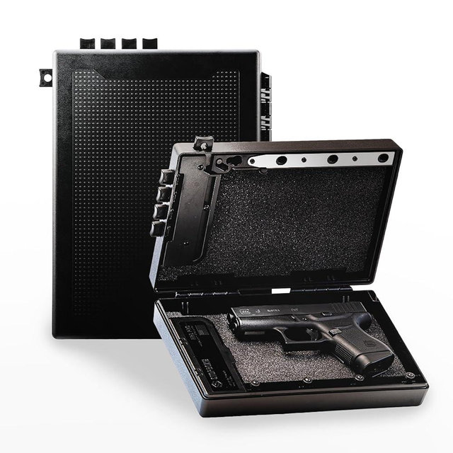 STOPBOX Gun Safe Alternative - Tactical Handgun Storage, Instant Access Portable Security Lock Box Gun Case, Lock Box for Quick Handgun Access | Black - 2PK (Full-Size + Compact)