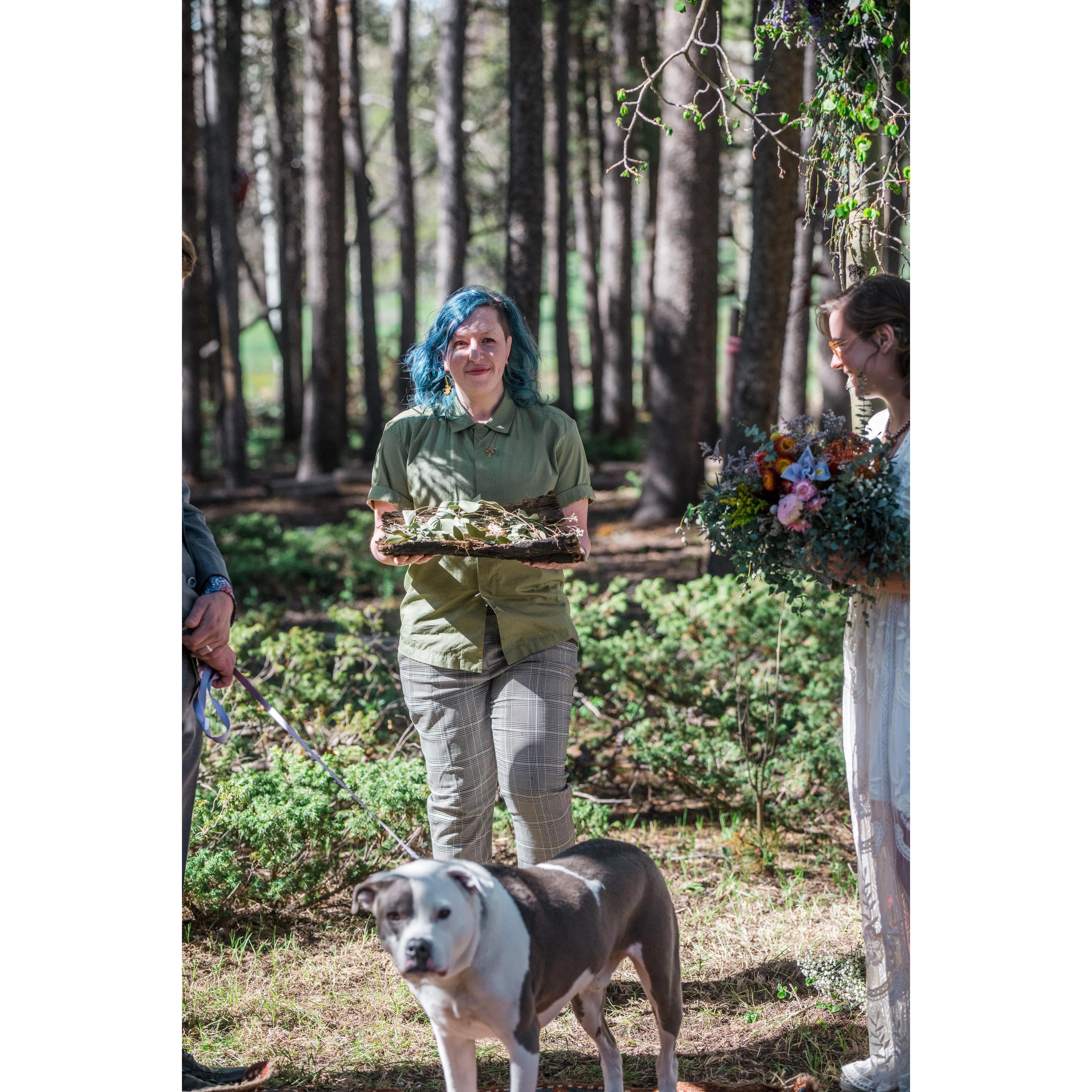 Steph presents and presides over the "Sausage Ceremony"