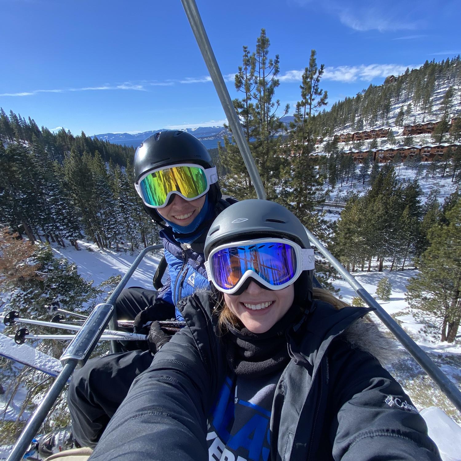 Austin teaching Taylor how to ski