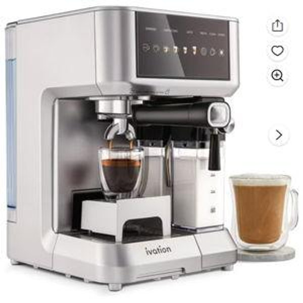 Espresso & Cappuccino Maker w/Milk Frother | 58mm | Coffee Machine for Home | Single & Double Shots | Espresso, Cappuccino, Latte, & Froth | Auto-Clean & Descale - Detachable Milk Reservoir