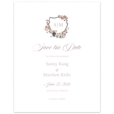 Dusty Rose, Pink Wedding Digital Save the Date - Windansea Portrait