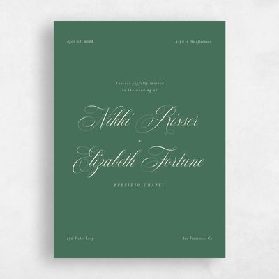 Multi-Colored Wedding Invitation - Thorn Script