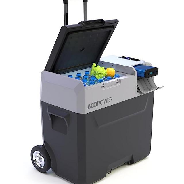 ACOPOWER&LiONCooler Pro PX50 Car Freezer, 52Qt Battery Solar Power Cooler with APP Control and 6'' off-road wheels, 12V Portable Cooler Refrigerator for Camping, Picnic, Backyard BBQ, Sports Meeting